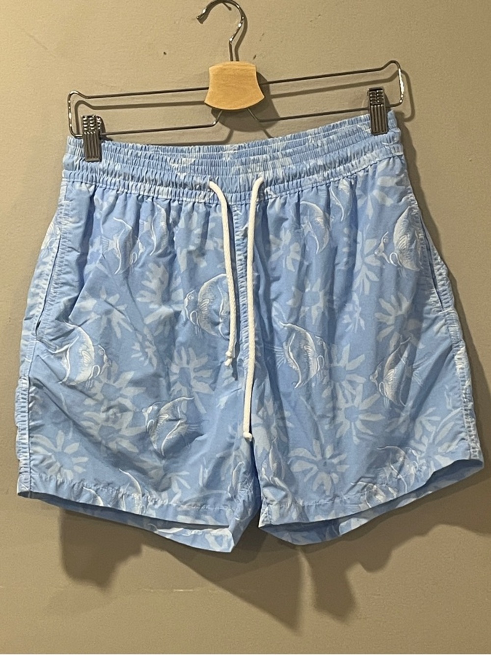 Vilebrequin Light Blue Floral & Fish Print Drawstring Shorts